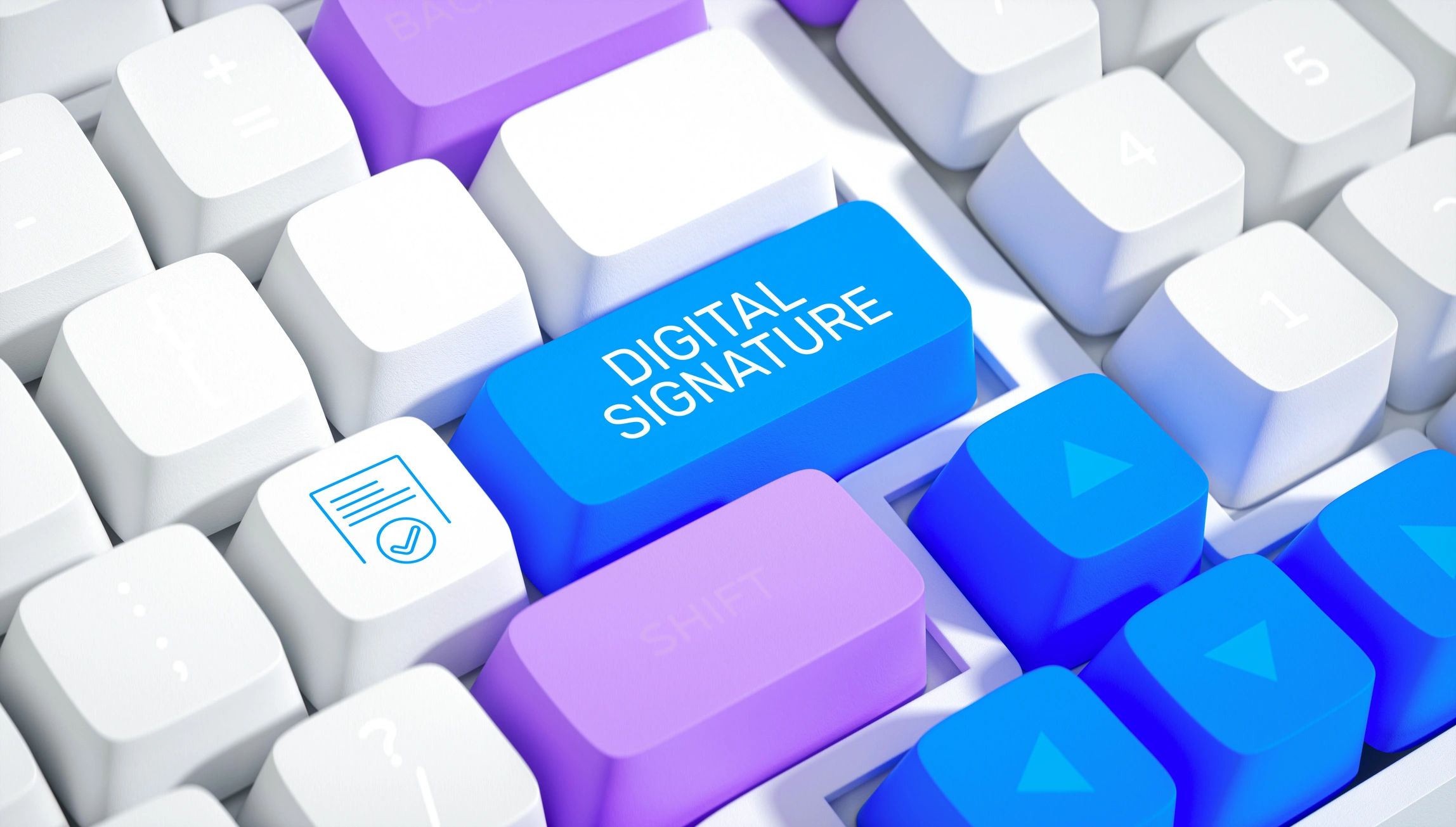 Tecla digital azul que representa una identidad visual moderna
